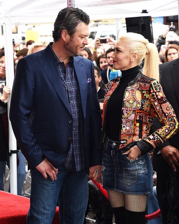 Blake Shelton and Gwen StefaniAdam Levine honored with star on The Hollywood Walk of Fame, Los Angeles, USA - 10 Feb 2017