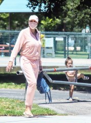 EXCLUSIVE: Brigitte Nielsen spends day at the park with daughter Frida Dessi, husband Mattia Dessi and family dog. **SPECIAL INSTRUCTIONS*** Please pixelate children's faces before publication.***. 04 Aug 2020 Pictured: Brigitte Nielsen, Frida Dessi. Photo credit: APEX / MEGA TheMegaAgency.com +1 888 505 6342 (Mega Agency TagID: MEGA692598_009.jpg) [Photo via Mega Agency]