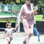 EXCLUSIVE: Brigitte Nielsen spends day at the park with daughter Frida Dessi, husband Mattia Dessi and family dog