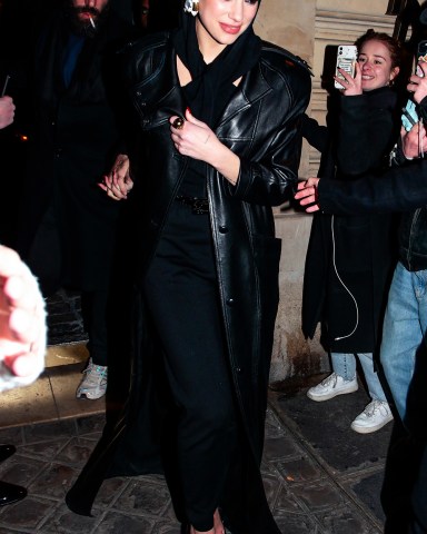 EXCLUSIVE: Dua Lipa and her new boyfriend Romain Gavras are seen leaving YSL after in Paris. 28 Feb 2023 Pictured: Dua Lipa and Romain Gavras. Photo credit: Spread Pictures / MEGA TheMegaAgency.com +1 888 505 6342 (Mega Agency TagID: MEGA948986_004.jpg) [Photo via Mega Agency]