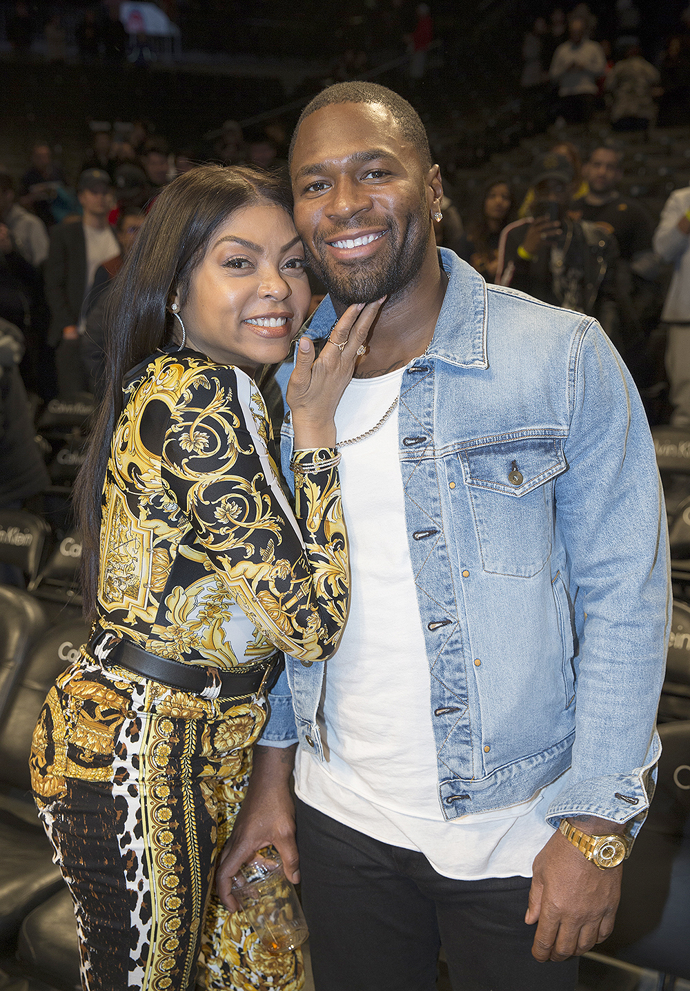 Actress Taraji P. Henson poses for photos after the Brooklyn Nets play the Cleveland Cavaliers at Barclays Center in Brooklyn New York