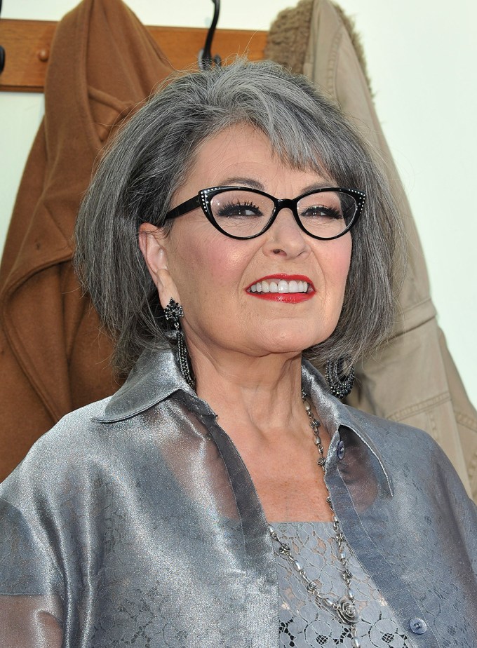 Roseanne Barr shows off gray hair