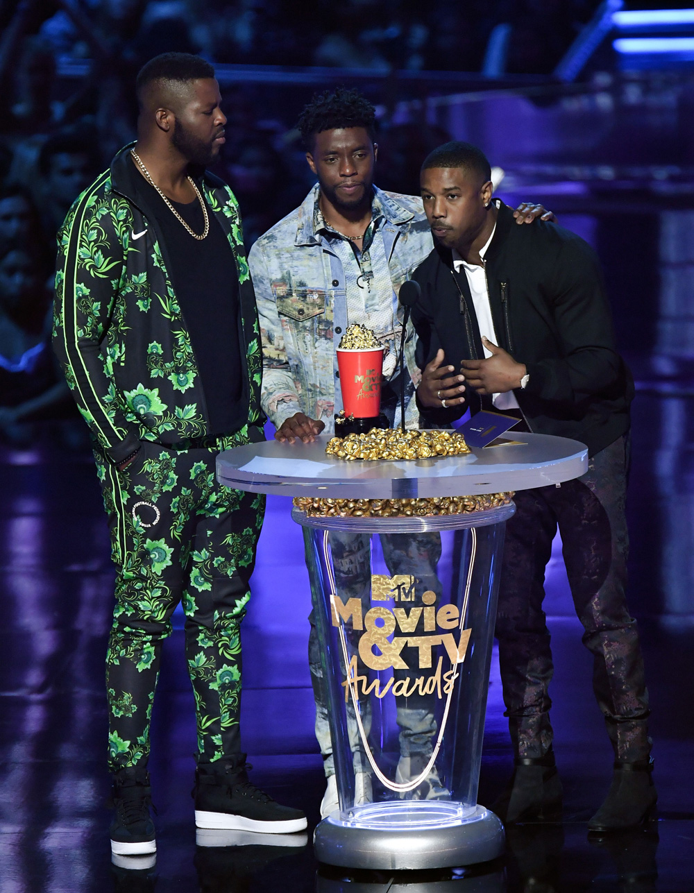 Duke Winston, Chadwick Boseman and Michael B. JordanMTV Movie & TV Awards, Show, Los Angeles, USA - 16 Jun 2018