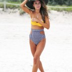 EXCLUSIVE: Audrina Patridge shows off her beach body in a high-waisted checked bikini in Miami Beach