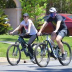 a pregnant Katherine Schwarzenegger Pratt and her husband Chris Pratt head out on a bike ride in Santa Monica