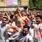 England fans celebrate World Cup quarter final win, London, UK - 07 Jul 2018