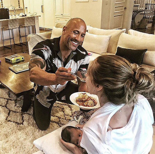 Dwayne Johnson with girlfriend and baby mama Lauren Hashian