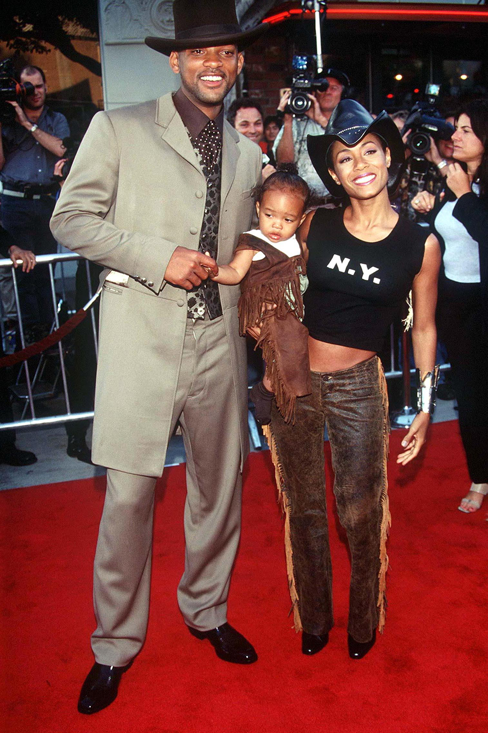 Will Smith and Jada Pinkett Smith with son Jaden'WILD WILD WEST' FILM PREMIERE, MANN VILLAGE THEATRE, LOS ANGELES, CALIFORNIA, AMERICA. 28 JUN 1999