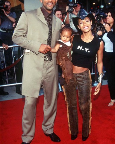 Will Smith and Jada Pinkett Smith with son Jaden'WILD WILD WEST' FILM PREMIERE, MANN VILLAGE THEATRE, LOS ANGELES, CALIFORNIA, AMERICA. 28 JUN 1999