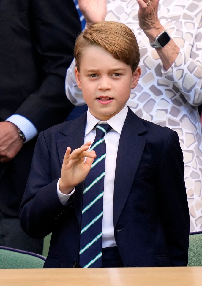 Prince George Waves During Wimbledon