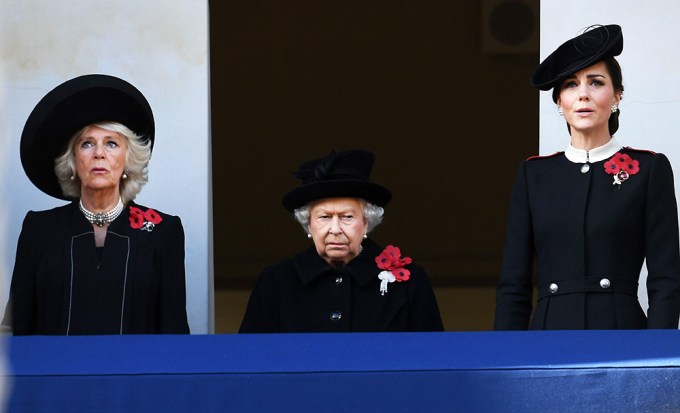 Queen Elizabeth & Kate Middleton Wear Black With Camilla