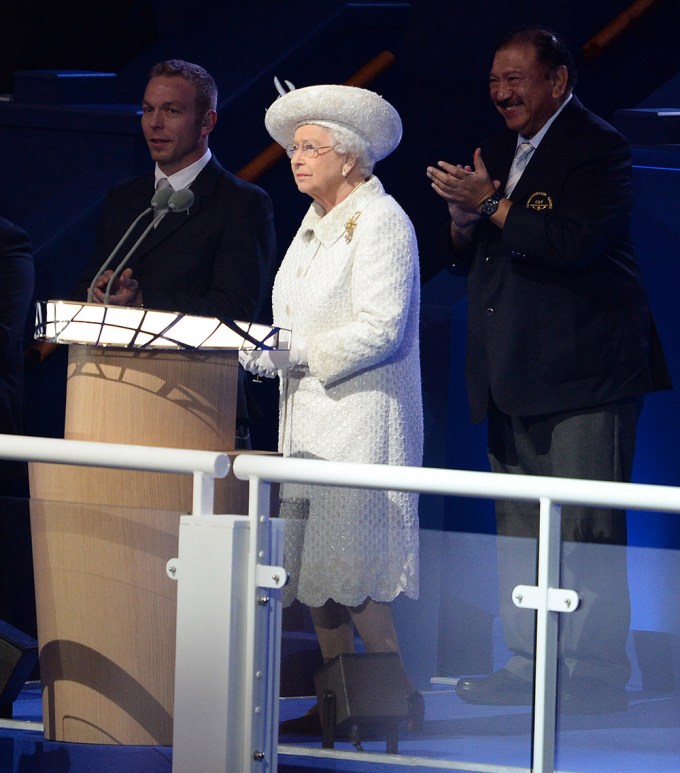 Queen Elizabeth In A White Coat Dress