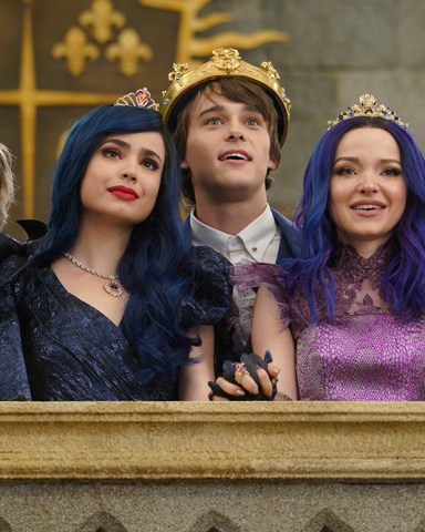 DESCENDANTS 3 - This highly anticipated third installment in the global hit Disney Channel Original Movie franchise continues the contemporary saga of good versus evil as the teenage daughters and sons of Disney's most infamous villains-Mal, Evie, Carlos and Jay (also known as the villain kids or VKs)-return to the Isle of the Lost to recruit a new batch of villainous offspring to join them at Auradon Prep. When a barrier breach jeopardizes the safety of Auradon during their departure off the Isle, Mal resolves to permanently close the barrier, fearing that nemeses Uma and Hades will wreak vengeance on the kingdom. Despite her decision, an unfathomable dark force threatens the people of Auradon and it's up to Mal and the VKs to save everyone in their most epic battle yet. "Descendants 3" is set to premiere on FRIDAY, AUG. 2 (8:00-10:00 p.m. EDT), on Disney Channel and DisneyNOW. (Disney Channel/David Bukach)CAMERON BOYCE, SOFIA CARSON, MITCHELL HOPE, DOVE CAMERON, BOOBOO STEWART