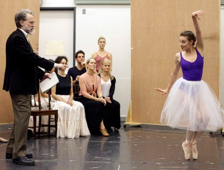 In this Monday, Oct. 6, 2014 photo, Boyd Gaines, left, and Tiler Peck, right, perform during a dress rehearsal for the musical production "Little Dancer," in New York. The $7 million Kennedy Center musical opens Saturday, Oct. 25, for previews and runs through Nov. 20, in Washington. (AP Photo/Frank Franklin II)
