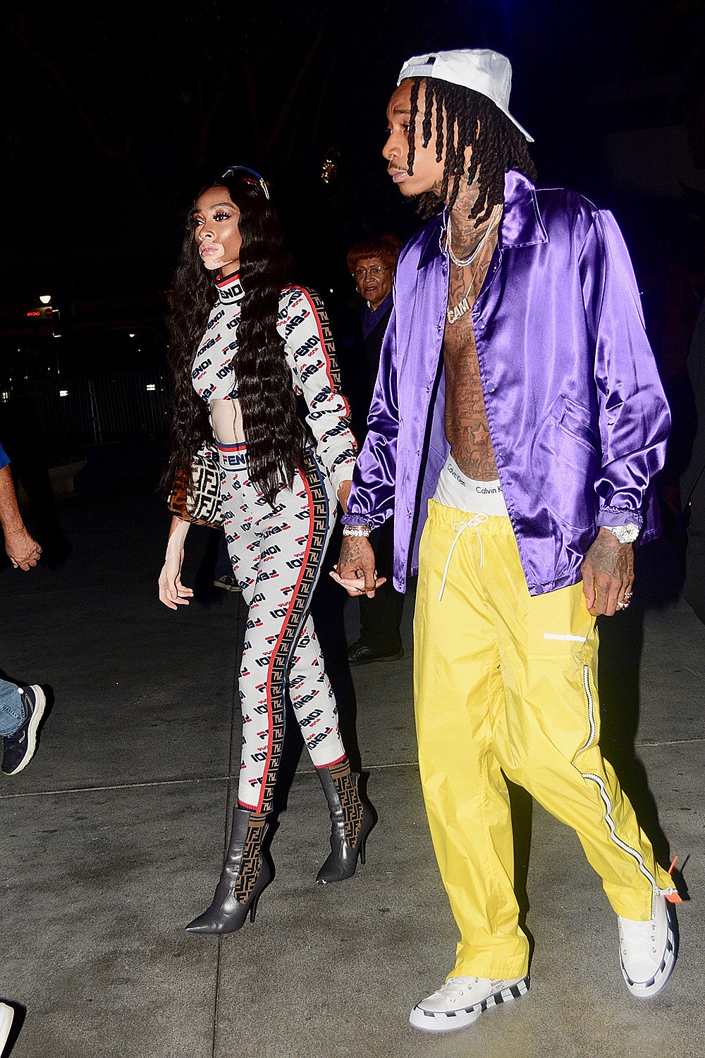 Winnie Harlow and Wiz Khalifa arrive hand in hand to the Lakers Game