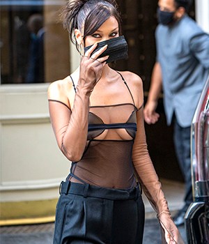 Bella Hadid stuns as she is dressed to the nines in a sheer black top and bra combo. The mega-model even accessorizes with a matching facemask for Covid.Pictured: Bella HadidRef: SPL5183938 280820 NON-EXCLUSIVEPicture by: Richard Harbus / SplashNews.comSplash News and PicturesUSA: +1 310-525-5808London: +44 (0)20 8126 1009Berlin: +49 175 3764 166photodesk@splashnews.comWorld Rights