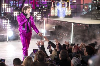 Post Malone performs on New Year's Eve in Times Square in New York City on Tuesday, December 31, 2019. An estimated one million revelers stood in Times Square on New Year's Eve and over one billion watched throughout the world waiting for the traditional Waterford Crystal ball to drop brining in 2020.
New Year's Eve in Times Square, New York, United States - 01 Jan 2020