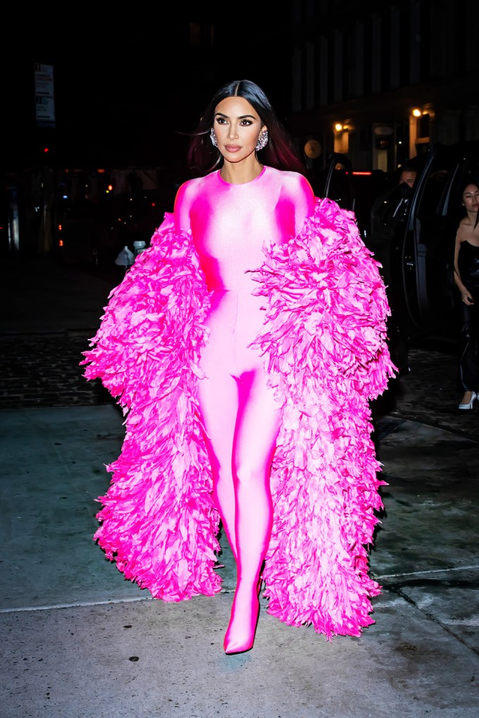Kim Kardashian In Hot Pink Jumpsuit