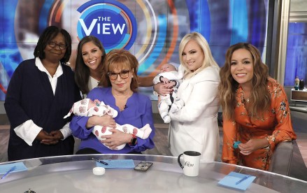 THE VIEW - Season 23 of "The View" premieres Tuesday, September 3, 2019 on ABC with a day of Hot Topics and a visit from Abby Huntsman's three-month-old twins, Ruby and William.  "The View" airs Monday-Friday 11am-12pm, ET on ABC.  (Walt Disney Television/Heidi Gutman ) WHOOPI GOLDBERG, ABBY HUNTSMAN, JOY BEHAR, MEGHAN MCCAIN, ABBY HUNTSMAN'S TWIN BABIES WILLIAM AND RUBY, SUNNY HOSTIN