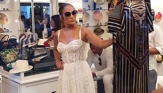 jennifer lopez white lace dress