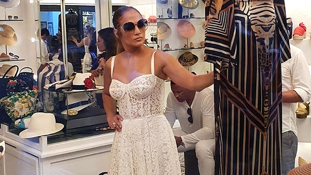 jennifer lopez white lace dress