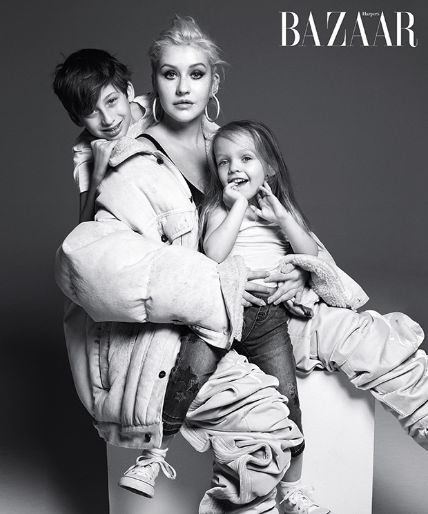 Christina Aguilera & Kids In Harper’s Bazaar Spread See Family Pic