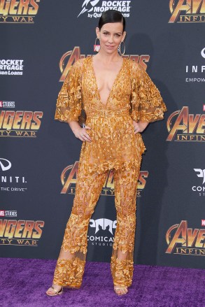 Evangeline Lilly 'Avengers: Infinity War' estreno de la película, Llegadas, Los Ángeles, EE.UU. - 23 de abril de 2018 VESTIENDO A ZUHAIR MURAD
