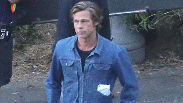 Brad Pitt In Denim Outfit On ‘once Upon A Time In Hollywood’ Set Pic