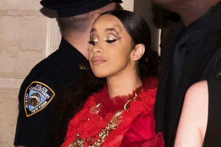 Cardi B, with a bump on her forehead, leaves after an altercation at the Harper's BAZAAR "ICONS by Carine Roitfeld" party at The Plaza, New York. Nicki Minaj and Cardi B have been involved in an altercation that got physical at a New York Fashion Week party. Video circulating on social media shows Cardi B lunging toward someone and being held back at Harper's Bazaar Icons party. A person who witnessed the incident who asked for anonymity because they were not authorized to speak publicly said Minaj was finishing up a conversation with someone when Cardi B tried to attack her, but Minaj's security guards intervened
Harper's Bazaar Icons 2018, New York, USA - 07 Sep 2018