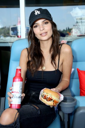 Emily Ratajkowski attends Budweiser's Bud & Burgers West Coast launch of The Official Burger of the LA Dodgers on at Dodger Stadium in Los Angeles
Emily Ratajkowski at Opening Day game on behalf of Budweiser in the Budweiser VIP Suite at Dodger Stadium in LA, Los Angeles, USA - 3 Apr 2017