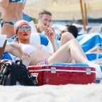 Actress Jennifer Lopez seen relaxing in Miami Beach, FL.