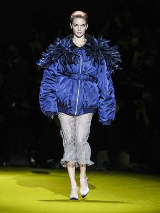 Kendall Jenner wears a creation as part of the Prada Fall/Winter 2022-2023 fashion collection, unveiled during the Fashion Week in Milan, Italy
Fashion Prada F/W 22-23, Milan, Italy - 24 Feb 2022