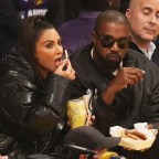 Kim Kardashian And Kanye West Chow Down On Fries And Chicken Tenders As The Attend A Basketball Game Between The Los Angeles Lakers Vs The Cleveland Cavaliers At The Staples Center In Los Angeles, Ca