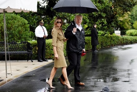 Donald J. Trump and Melania TrumpUS President Donald J. Trump and Frst Lady depart again for Texas, Washington, USA - 02 Sep 2017US President Donald J. Trump (C-R) walks with First Lady Melania Trump (C-L) prior to their departure by the 'Marine One' helicopter from the White House in Washington, DC, USA, 02 September 2017. The US President and First Lady are reported to travel again to Texas to visit individuals impacted by Hurricane Harvey.
