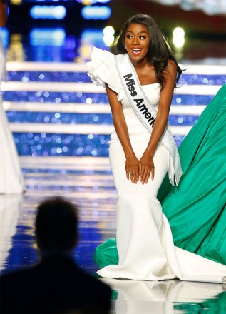 Miss New York Nia Franklin reacts after being named Miss America 2019, in Atlantic City, N.J
Miss America, Atlantic City, USA - 09 Sep 2018