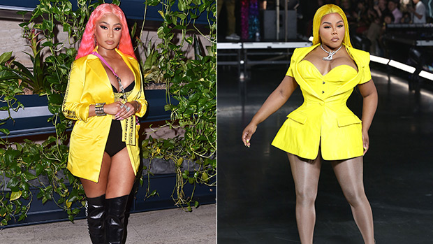Nicki Minaj Lil Kim In Yellow Coat Dresses On First Night Of Nyfw Hollywood Life nicki minaj lil kim in yellow coat