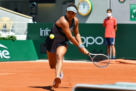 Naomi Osaka won her first match in Roland Garros 2021 in Paris on May 30th 2021. Japan’s Naomi Osaka, said Wednesday she will not speak with the media during this year’s French Open because of the toll news conferences take on players' emotional well-being. 30 May 2021 Pictured: Naomi Osaka. Photo credit: KCS Presse / MEGA TheMegaAgency.com +1 888 505 6342 (Mega Agency TagID: MEGA758767_028.jpg) [Photo via Mega Agency]
