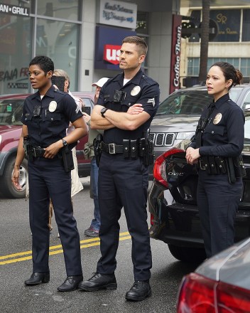 THE ROOKIE - "Pilot" - Starting over isn't easy, especially for small-town guy John Nolan who, after a life-altering incident, is pursuing his dream of being a police officer, on the premiere episode of "The Rookie," airing TUESDAY, OCT. 16 (10:00-11:00 p.m. EDT), on The ABC Television Network. (ABC/Eric McCandless)
AFTON WILLIAMSON, ERIC WINTER, MELISSA O'NEIL