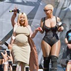 pregnant Blac Chyna and Amber Rose on stage at the Slutwalk in Downtown Los Angeles