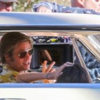 *EXCLUSIVE* Brad Pitt and Margaret Qualley seen behind the scenes as they film "Once Upon a Time in Hollywood"