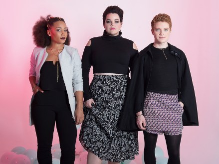 Stars of Paramount Network's 'Heathers' TV series Melanie Field, Brendan Scannell, and Jasmine Mathews stop by HollywoodLife on February 21, 2018