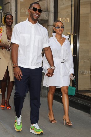 ** RIGHTS: ONLY UNITED STATES, BRAZIL, CANADA ** Milan, ITALY - Stylish Karrueche Tran and boyfriend Victor Cruz seen out window shopping in Milan at Montenapoleone during Men's Fashion Week Spring Summer 2020.Pictured: Karrueche Tran, Victor Cruz BACKGRID USA 15 JUNE 2019 BYLINE MUST READ: MC / BACKGRIDUSA: +1 310 798 9111 / usasales@backgrid.comUK: +44 208 344 2007 / uksales@backgrid.com*UK Clients - Pictures Containing ChildrenPlease Pixelate Face Prior To Publication*