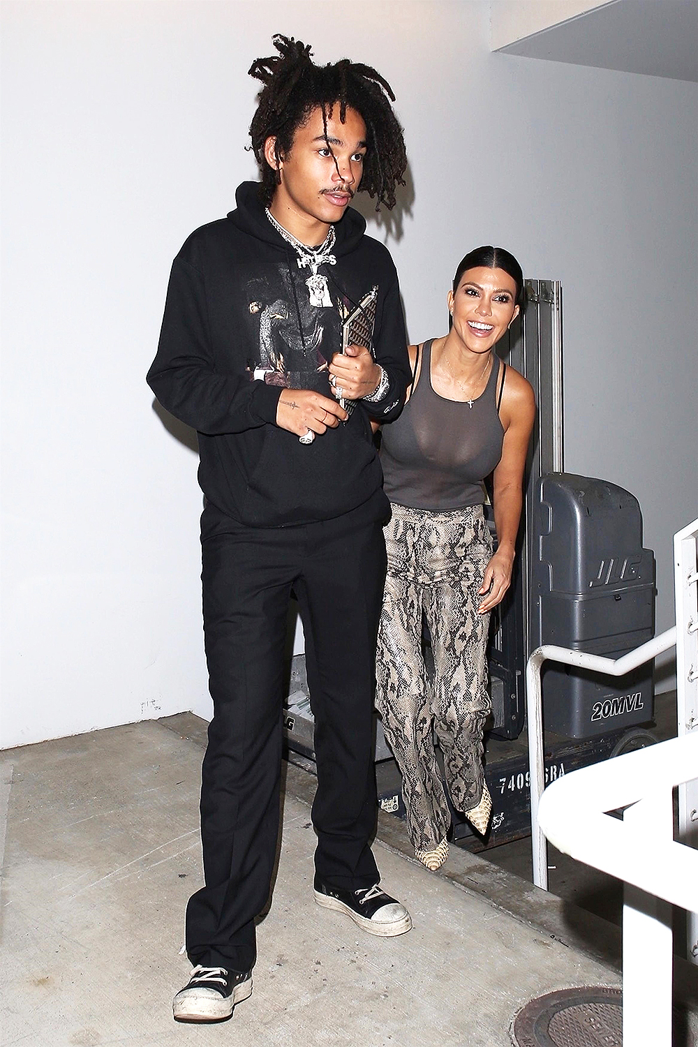 Kourtney Kardashian and Luka Sabbat leave an Off-White event at Gagosian Gallery