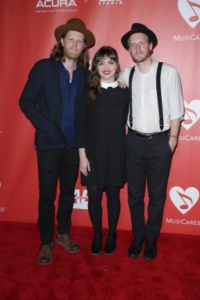 Jeremiah Fraites, Neyla Pekarek and Wesley Schultz of the Lumineers
MusiCares Person of the Year Gala, Arrivals, Los Angeles, USA - 10 Feb 2017