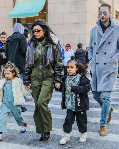 Kourtney Kardashian, Penelope Disick, North West and Simon Huck
Kourtney Kardashian and family out and about, New York, USA - 03 Feb 2018
KOURTNEY WEARING ALEXACHUNG