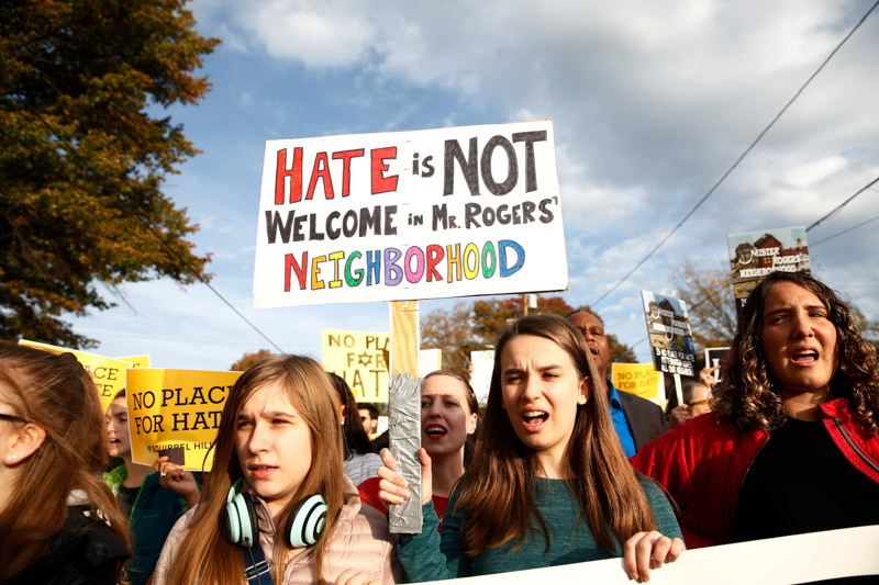 Vigil for victims of synagogue shooting, Pittsburgh, USA - 30 Oct 2018