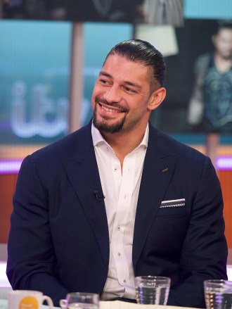 Editorial use only
Mandatory Credit: Photo by Ken McKay/ITV/REX/Shutterstock (9821011x)
Roman Reigns
'Good Morning Britain' TV show, London, UK - 29 Aug 2018
ROMAN REIGNS: WWE SUPERSTAR 

Roman talks about his superstar cousin, The Rock, and his return to The O2 tonight and recent win of the WWE Universal Title.