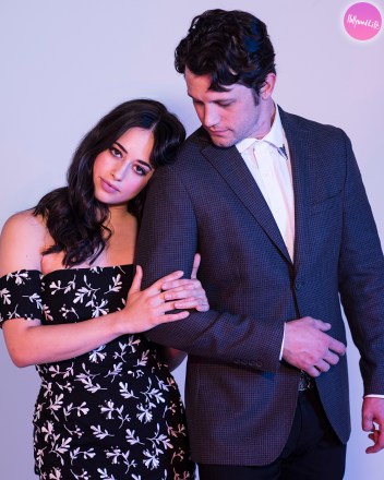 'Roswell' stars Jeanine Mason and Nathan Parsons, and executive producers Carina Adly MacKenzie and Chris Hollier at HollywoodLife's NYCC portrait session.