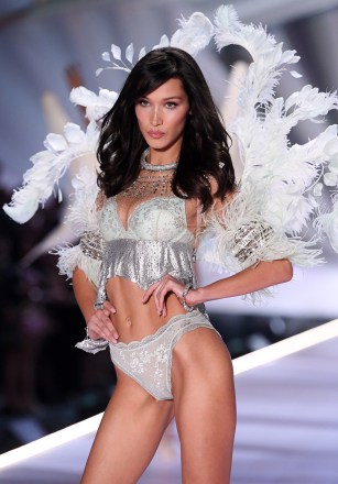STRICT EMBARGO - DO NOT USE BEFORE 02:00GMT FRIDAY 09TH NOVEMBER 2018Mandatory Credit: Photo by David Fisher/Shutterstock (9971100ae)Bella Hadid on the catwalkVictoria's Secret Fashion Show, Runway, New York, USA - 08 Nov 2018