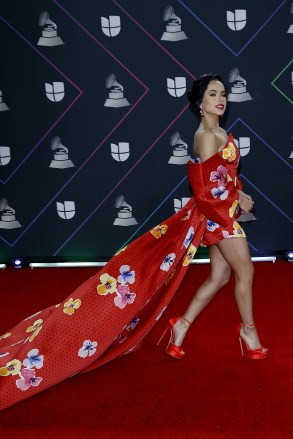 Becky G. arrives on the red carpet for the 22nd annual Latin Grammy Awards ceremony at the MGM Grand Garden Arena in Las Vegas, Nevada, USA, 18 November 2021. The Latin Grammys recognize artistic and/or technical achievement, not sales figures or charts. positions, and the winners are determined by the votes of their peers - the qualified voting members of the Latin Recording Academy.  Red Carpet - 22nd Latin Grammy Awards, Las Vegas, USA - 18 Nov 2021
